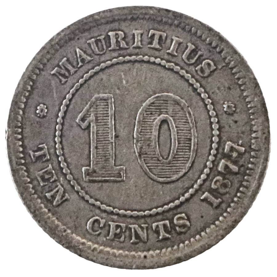 1877-H Mauritius .800 Silver 10 Cent KM#10, 250k Minted