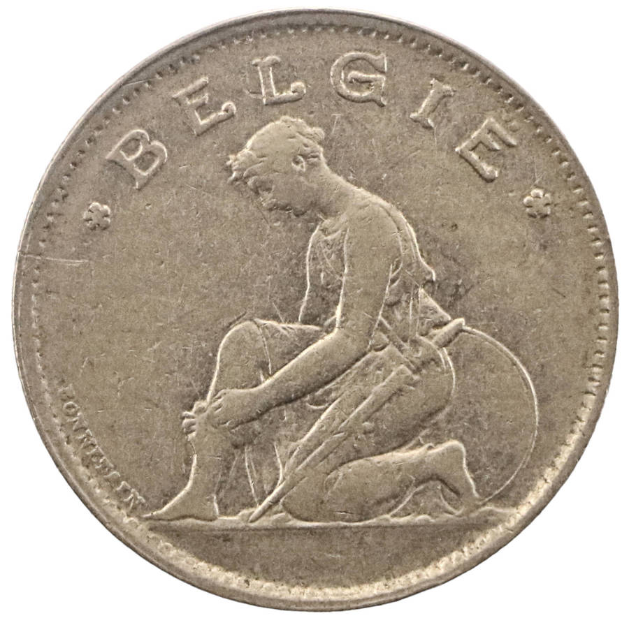 1928 Belgium 1 Franc Dutch text KM#90