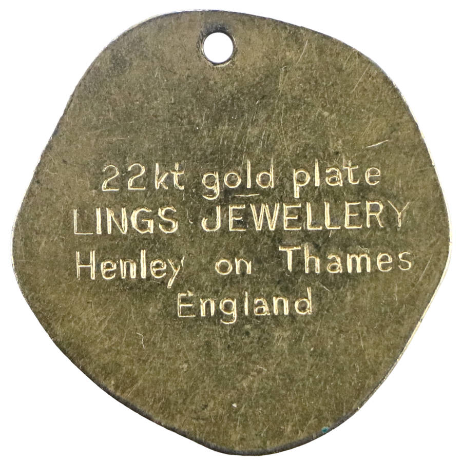 United Kingdom Spanish Cob Promotional Pendant "Lings Jewellery, Henley on Thames" 22kt Gold Plate,