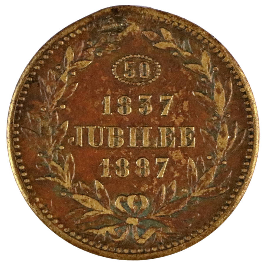 1887 Queen Victoria Golden Jubilee Brass 24,5mm 6,2g Medallion Laidlaw#0664