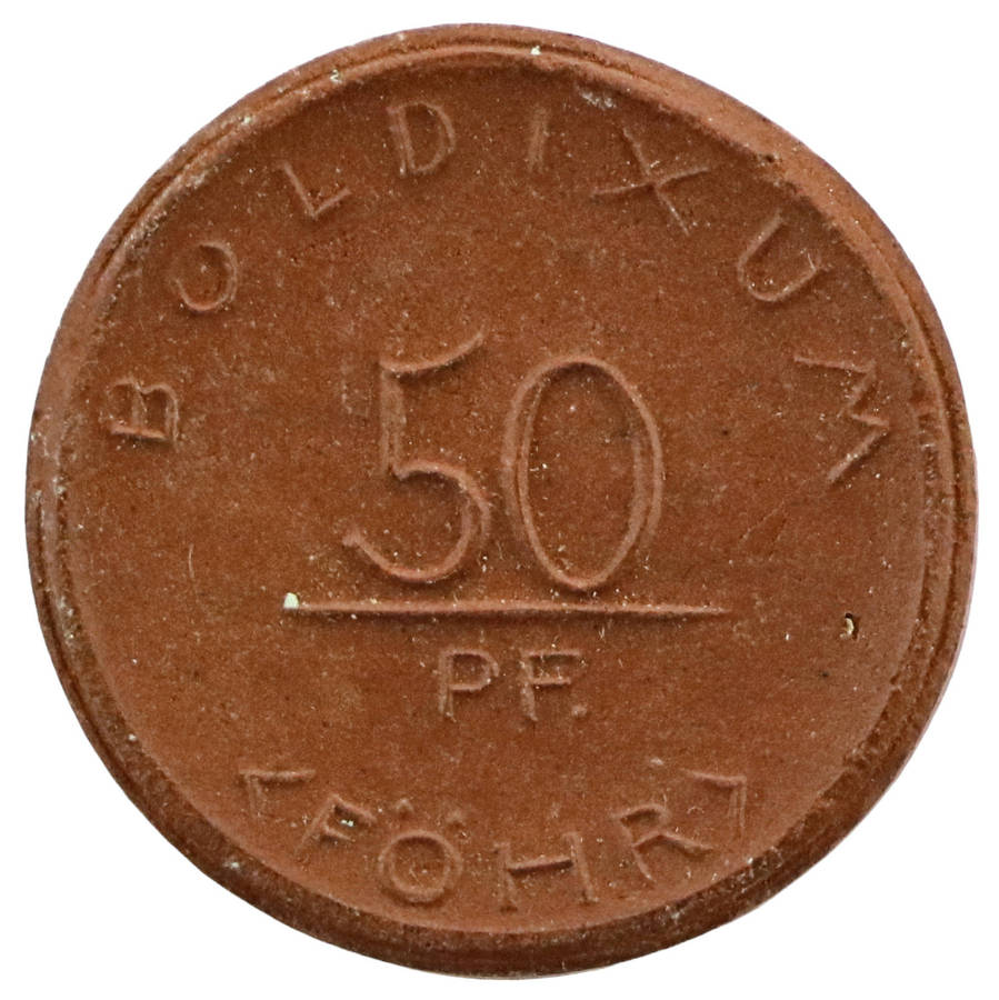 1920 German [Boldixum auf Föhr] Porcelain 50 Pfenning, 40k Minted