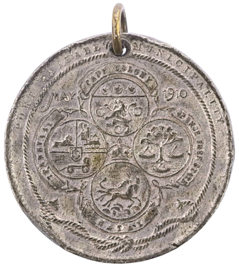 1910 Formation of the Union of South Africa: Port Elizabeth Pewter Medallion