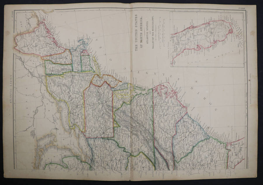 1859 The United States 2 Map Pair by J. W. Lowry, 54.5cm x 37cm