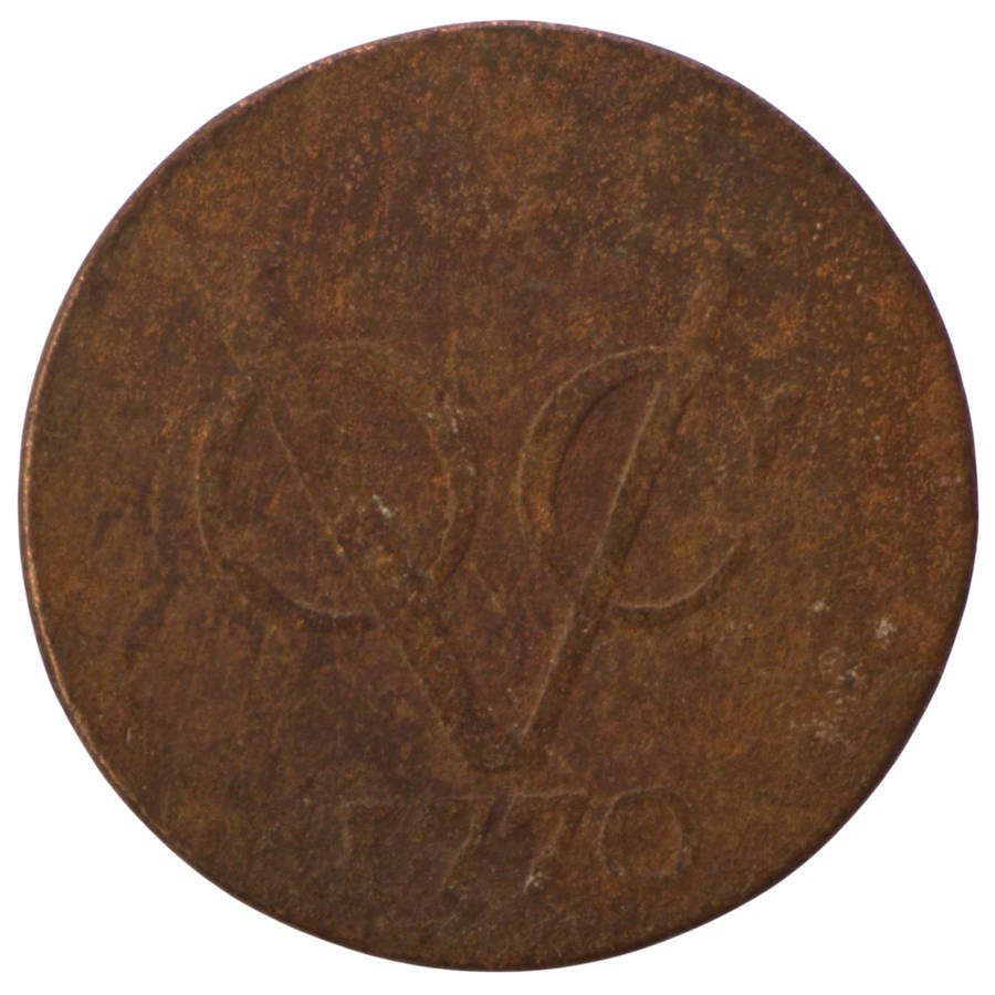 1770 Indonesia Netherlands East Indies United East India Company, mintmark: rosette VOC 1/2 Duit Hol