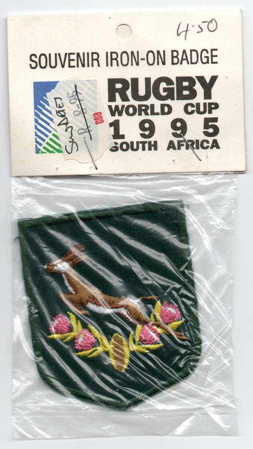 1995 South Africa Rugby World Cup Cloth Patch (in origenal packaging) 62mm x 75mm