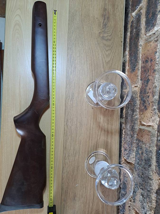 Air rifle butstock replacement dark hard wood with rubber but pad