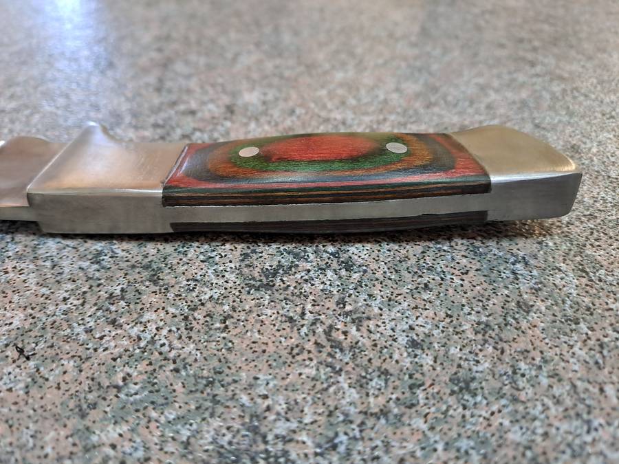 Hunting knife hand made laminated wood scales