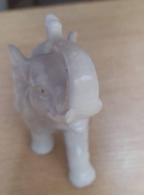 Porcelain Otagiri grey elephant, trunk up