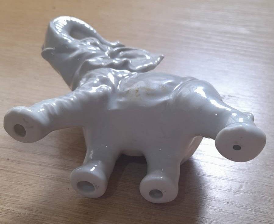 Porcelain Otagiri grey elephant, trunk up