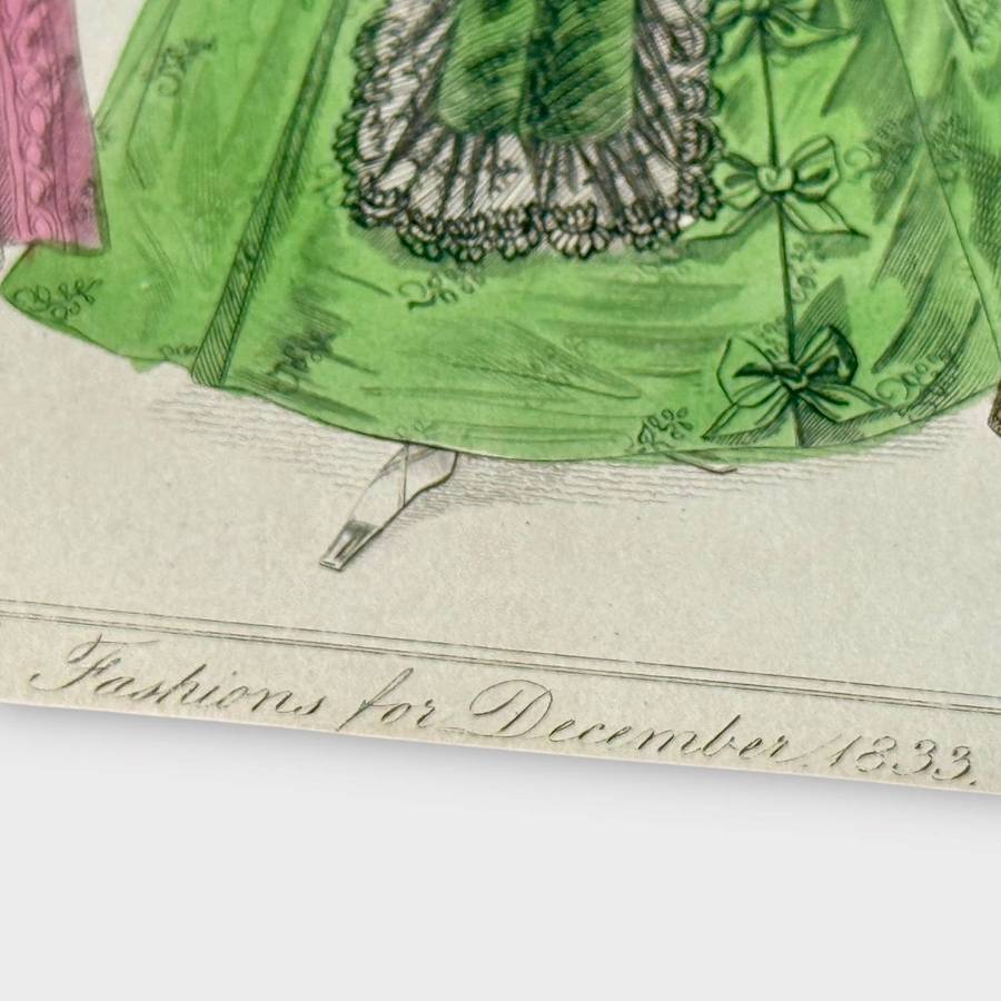 Original 1833 Fashion Print - Copper Plate Engraving  Hand-Coloured