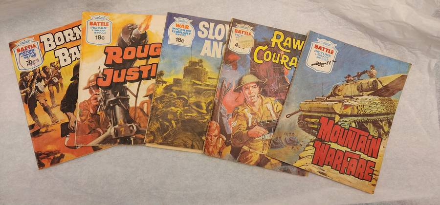 Vintage War Battle Picture Library Comics - Collection of 5 different comics-great bargain lot (5/3)