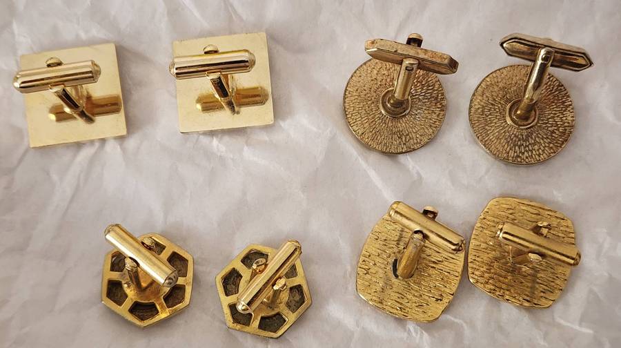 CUFFLINKS in pairs (4 sets) Tigers EYE, FRENCH COIN, VW logo and Coat of ARMS - fantastic buy!