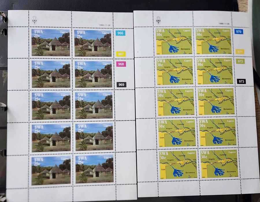 SOUTH WEST AFRICA -1986  MNH Full SHEETs of 10 (x4) CAPRIVI STRIP - Maps,Oxen,Rural