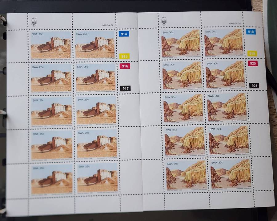 SOUTH WEST AFRICA in FULL MNH sheets of 10 - 1986 CANYONS & Rock formations- superb (4)