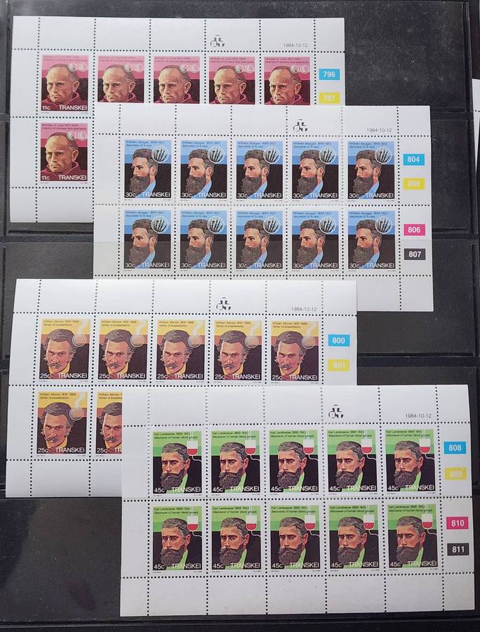 SOUTH AFRICA (Tskei)-MNH Full SHEETs of 10 (x4) Heroes of MEDICINE -1984 -fabulous sets