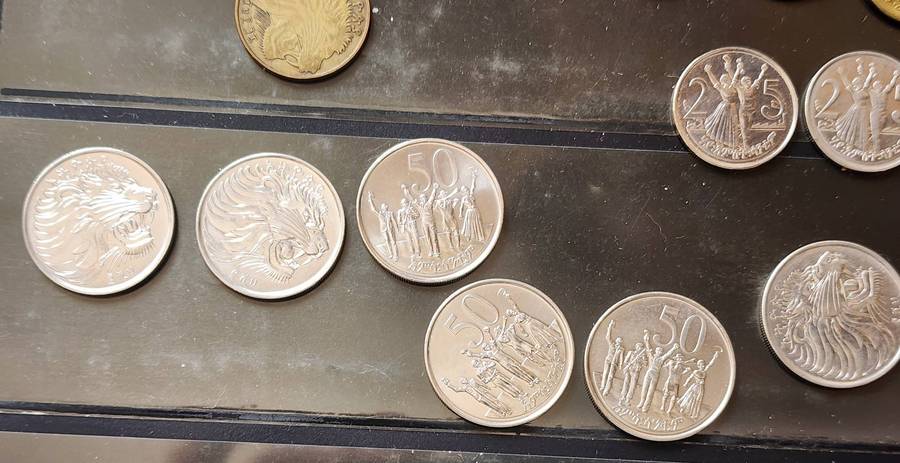 COINS - ETHIOPIA, lot of (25) brass, silver with LIONS HEAD, Animals and People celebrating -WOW!