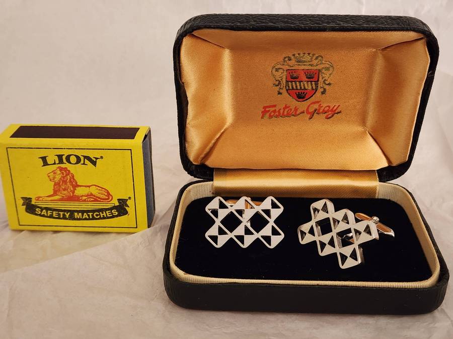 CUFFLINKS - "FOSTER GRAY" heavy silver pair in Box- brand new and highly desirable items, WOW!