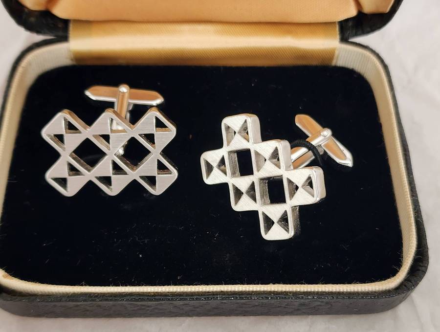 CUFFLINKS - "FOSTER GRAY" heavy silver pair in Box- brand new and highly desirable items, WOW!