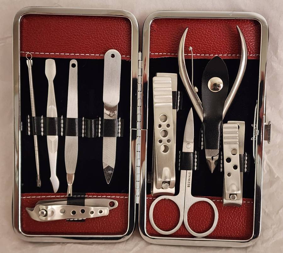 9 PC Personal MANICURE set, Stainless steel, in box- magnificent quality set, SO STYLISH