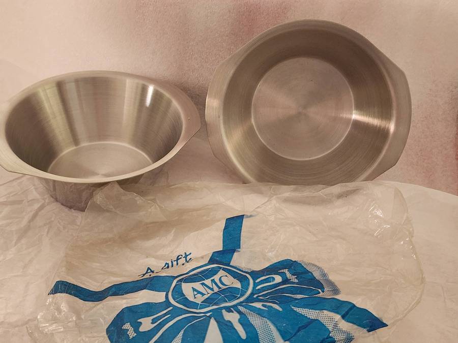 AMC Silver utility BOWLS - pair of stainless-steel brand new- Beautiful functional items! (2) WOW!