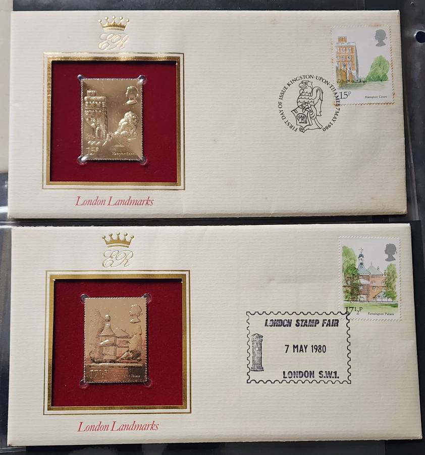 STAMPS - GB FDC's (5) London 1980 with 22 Ct GOLD stamps- amazing and wonderful bargain, scarce (5)