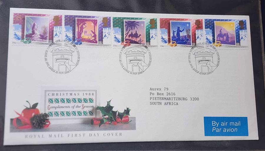 STAMPS - GB FDC's (2) 1989 Games & Toys, plus 1988 Christmas set of 5- beautiful covers!