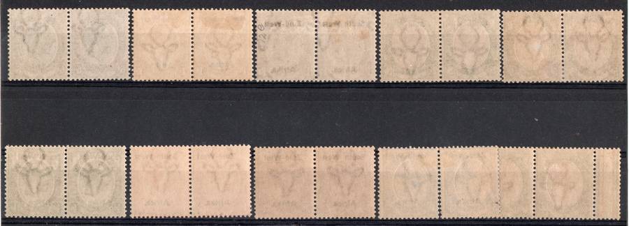 South West Africa 1923 KGV short set of 10 pairs mainly lmm. SACC 1-10. Cat R14820 (2023-25)