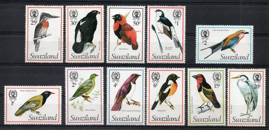 Swaziland 1976 Bird Definitive part set of 11 unmounted mint. SG between 236-250. Cat £25.60 (2013)