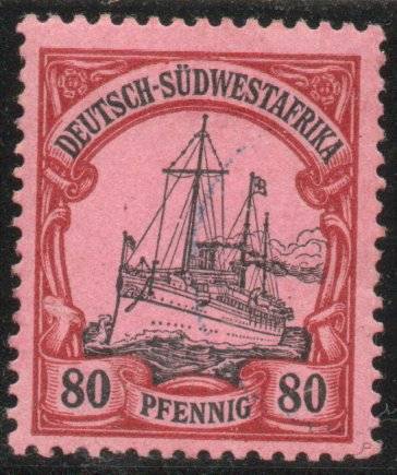 South West Africa 1901 Yacht Definitive 80 Pfg no Wmk lightly mounted mint. SACC 21. Cat R60 (2025)