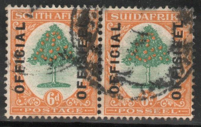South Africa 1928-29 Official 6d green & orange fine used. SACC 7. Cat R750 (2025)
