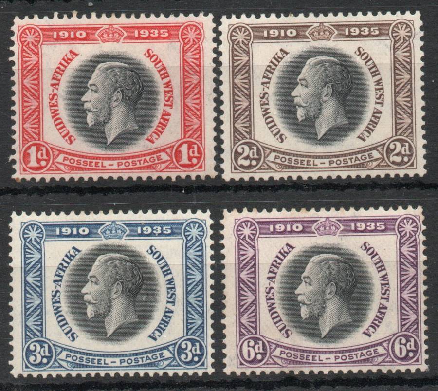 South West Africa 1935 KGV Silver Jubilee set of 4 lightly mounted. SACC 115-118. Cat R235 (2025)