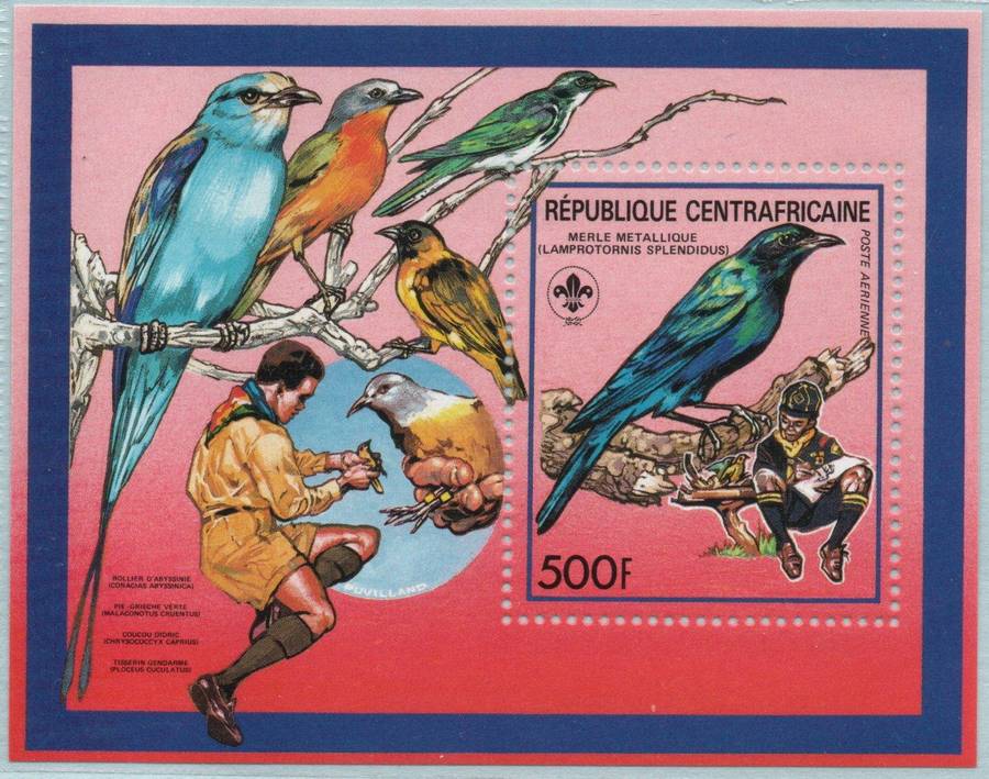 Central African Republic 1988 Birds & Scouts mini sheet umm. SG MS 1306. Cat £5,25 (2013)