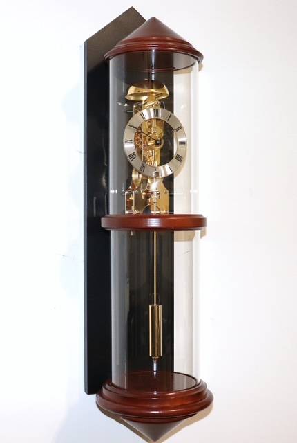 HERMLE Design Wall  Double Glass CILINDER  Skeleton Clock