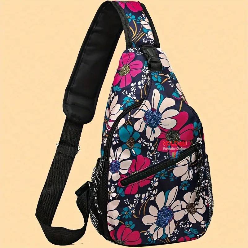 Heavy duty Chest Bag Single Shoulder Crossbody Bag (Sunflower) Nylon Lightweight Sling Bag