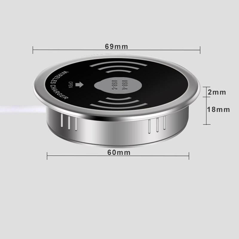 Embedded 10W Qi Desktop Fast Wireless Charger with USB Ports