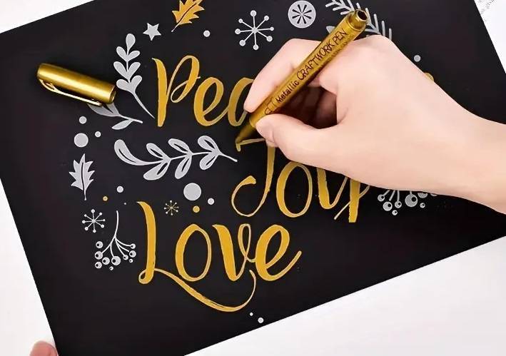 4pcs Gold Metal Waterproof Permanent Marker