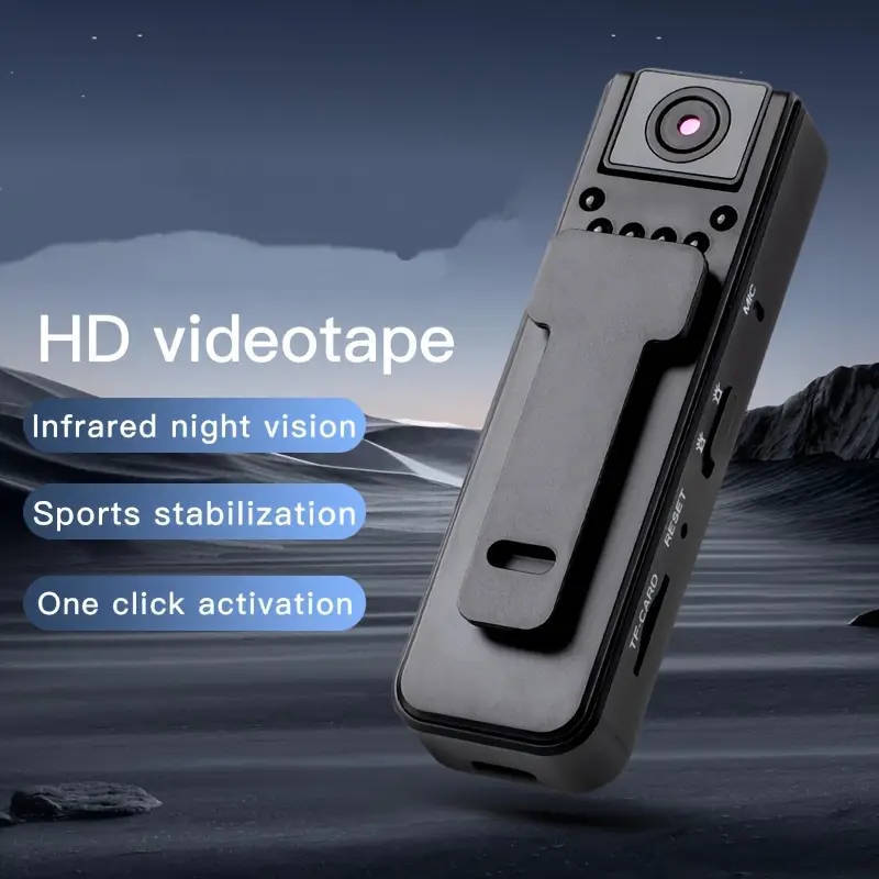 Body Camera with 1080P HD Recording Night Vision Function, Wearable Camera,  180° Rotatable Lens
