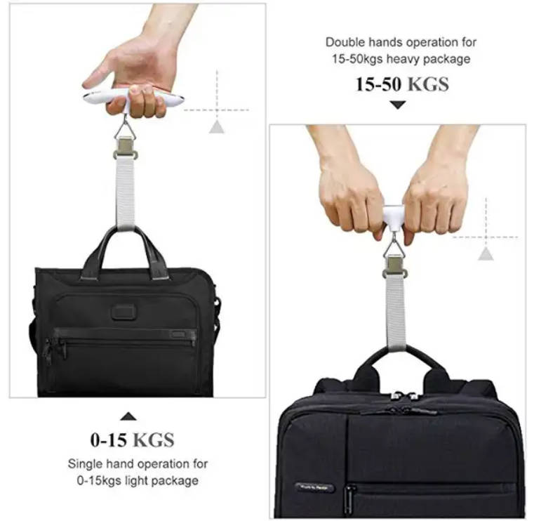 50kg Digital Hanging Luggage Scale with LCD Backlit Screen Portable