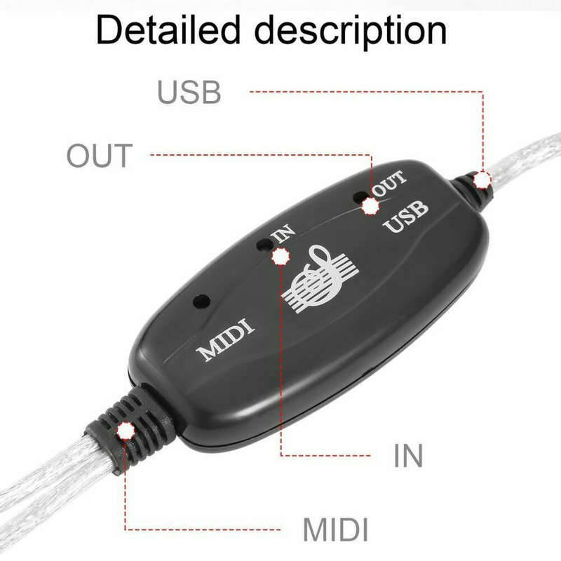 MIDI to USB IN-OUT Interface Cable Adapter for Keyboard Music Converter