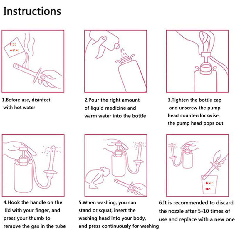 Portable 350ml Manual Pressurized Vaginal Irrigator