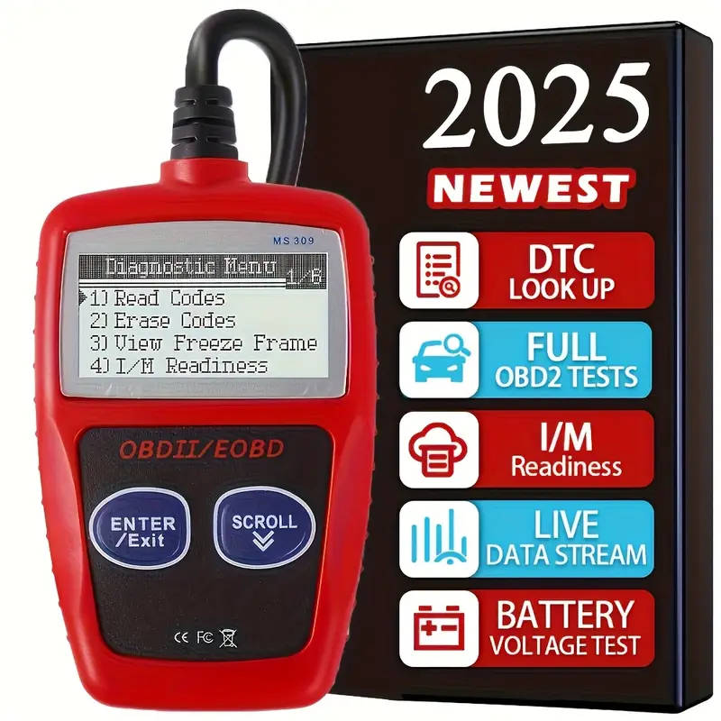 MS309 Car Fault Detector Code Reader OBD2 Scanner Diagnostic Tool Car Several Models (Red or Black)