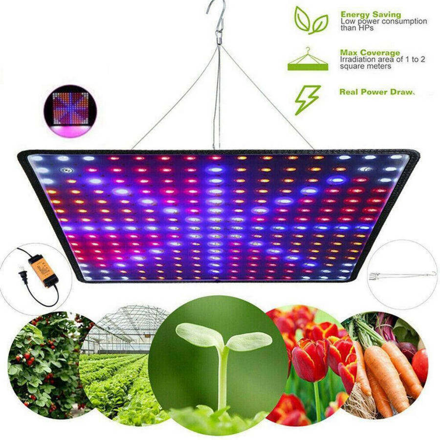 225 LED Grow Light Lamp Full Spectrum Ultrathin Panel Indoor Plants Veggies Flowers