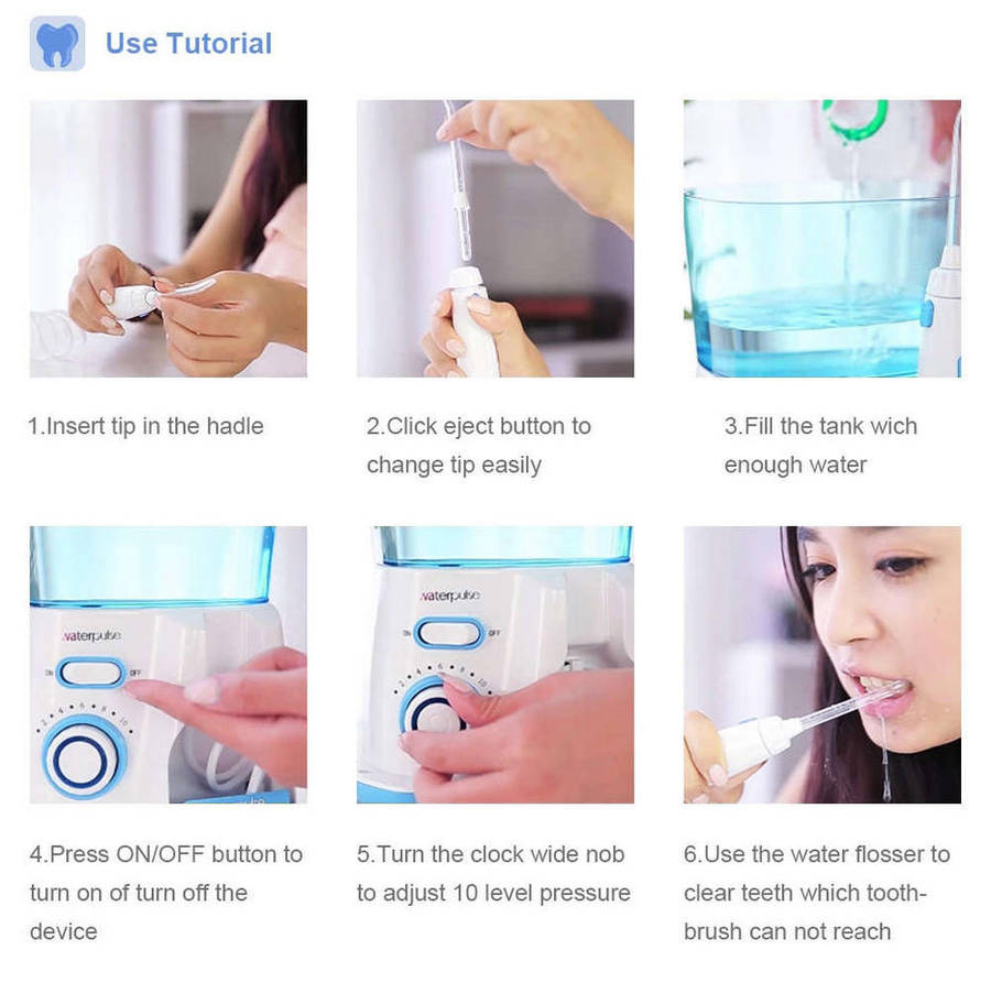 Waterpulse V300 800ml Oral Irrigator Dental Flosser Oral Hygiene Water Flossing Cleaner