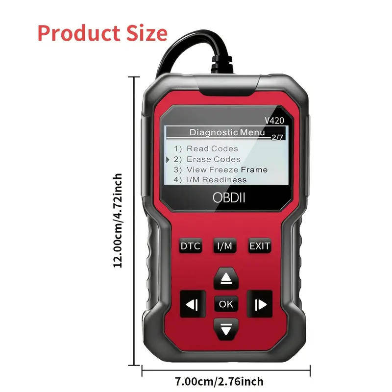 Car Fault Detector Code Reader OBD2 Scanner Diagnostic Tool (RED)