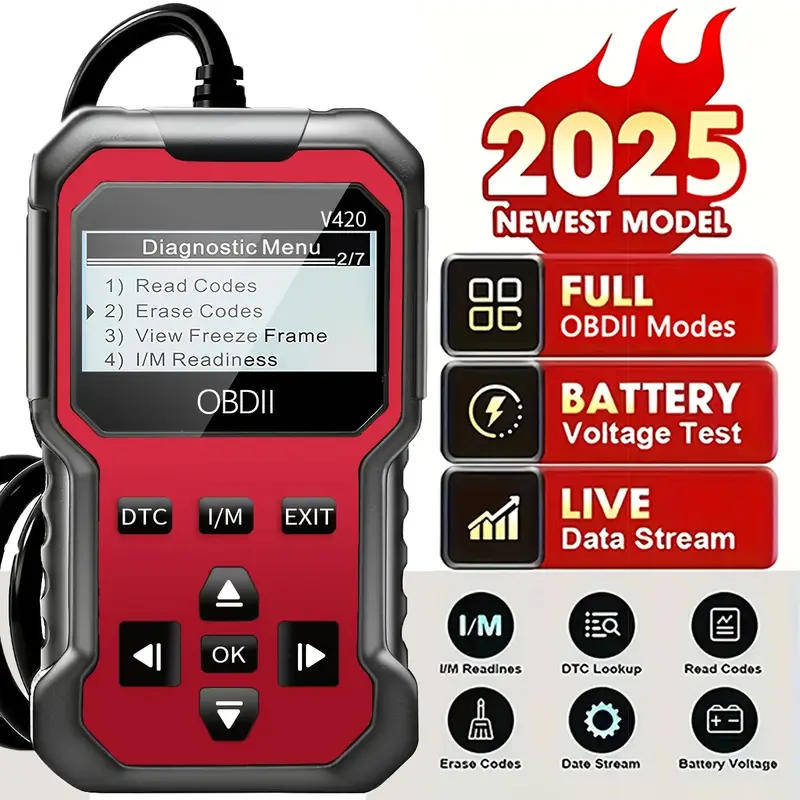 Car Fault Detector Code Reader OBD2 Scanner Diagnostic Tool (RED)