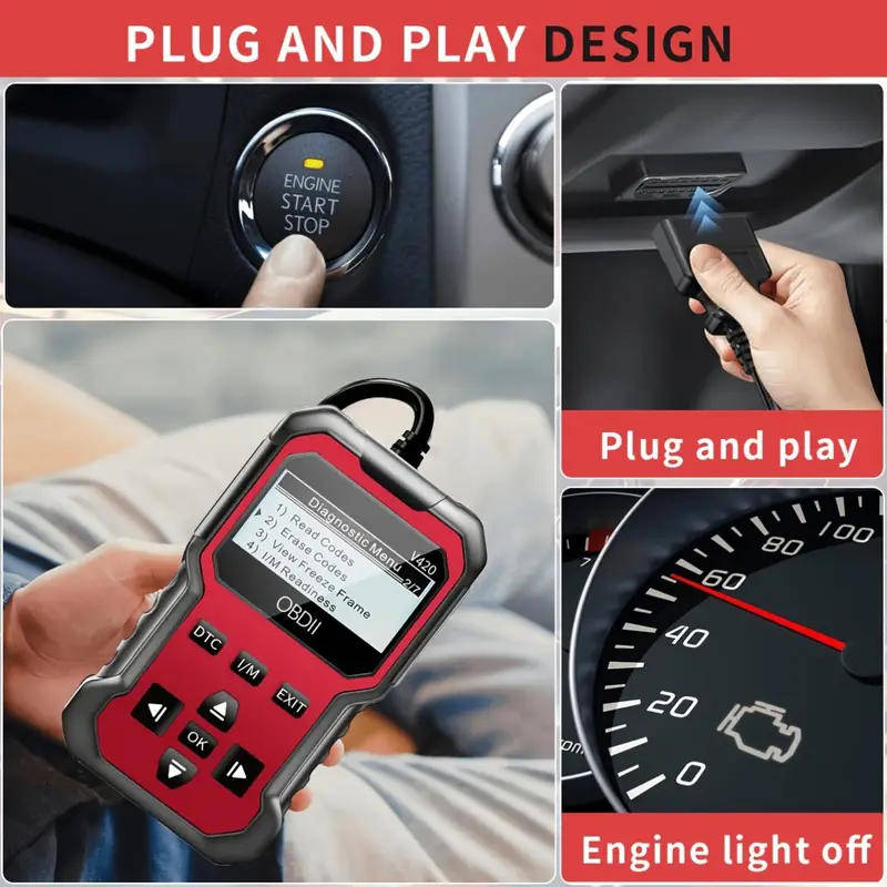 Car Fault Detector Code Reader OBD2 Scanner Diagnostic Tool (RED)