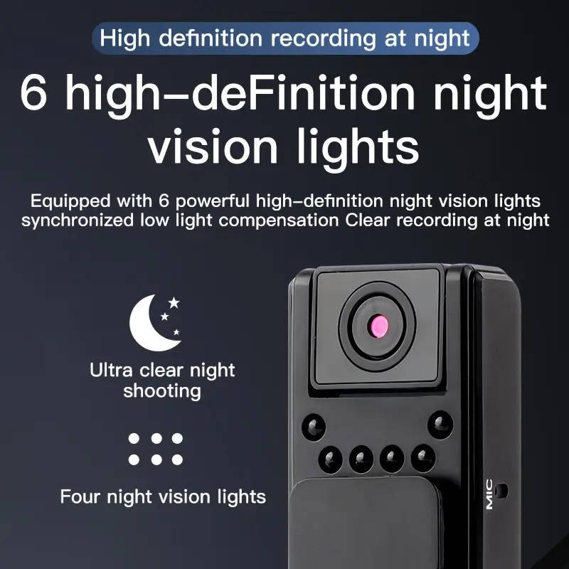 Body Camera with 1080P HD Recording Night Vision Function, Wearable Camera,  180° Rotatable Lens