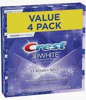 Crest 3D White Luminous Mint Teeth Whitening Toothpaste (Value 4-Pack)