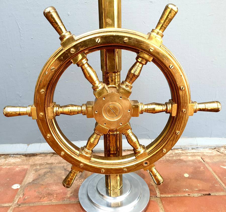MAGNIFICENT SOLID BRASS SHIPS WHEEL 400 X 580 MM HIGH
