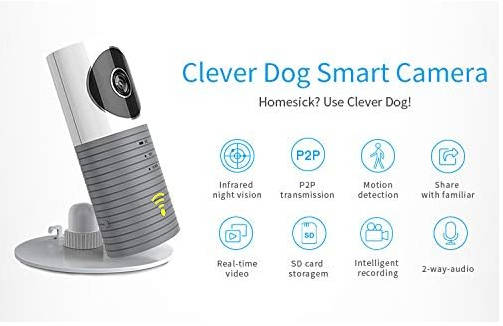 Clever Dog Camera Wifi, Small Pet Nanny Camera with Audio and Video
